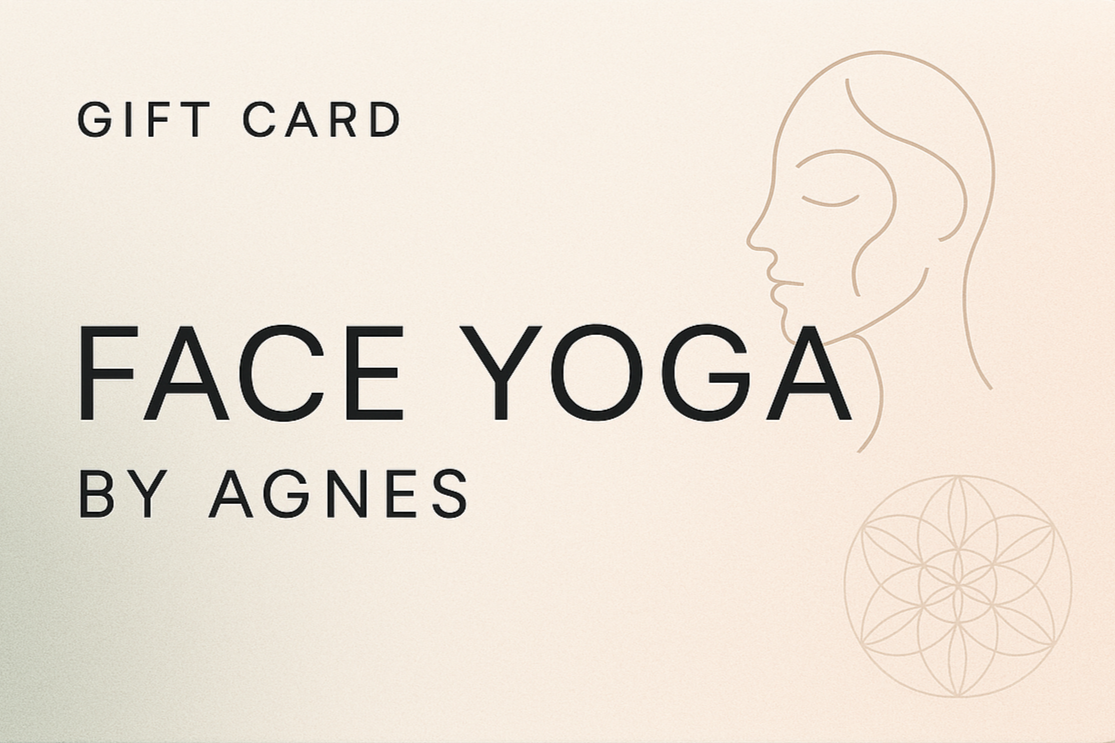 an image of gift card for Face Yoga by Agnes. make it very modern and appeling